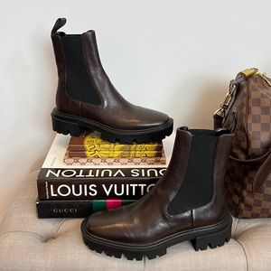 Zara Brown & Black Lug Sole Boots Size 40 = US Size 9